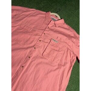 Hook & Tackle Fishing Shirt Mens XL Salmon Gingham Vented Outdoor Sun Protection